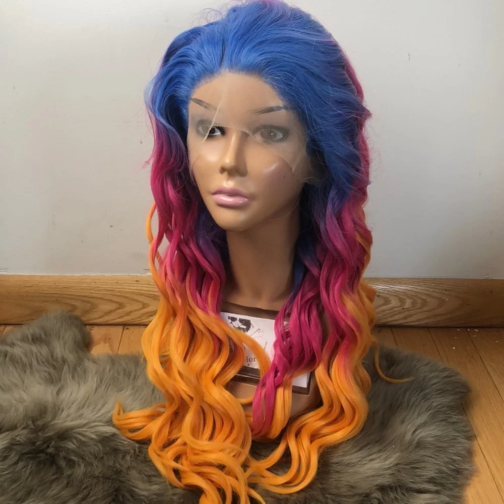 Rainbow WAVY Lace Front Wig 24 Inch *NEW*